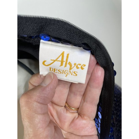 Sequin mini halter dress with jewels blue and gold by Alyce Designs Size XS/S - Picture 9 of 10